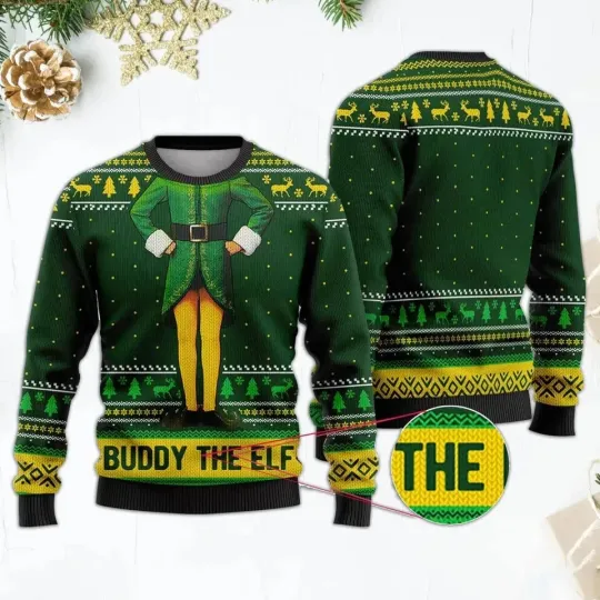 BG Buddy the Elf Ugly Christmas Sweater, Elf Quote Sweatshirt, Elf Ugly 3D Sweat