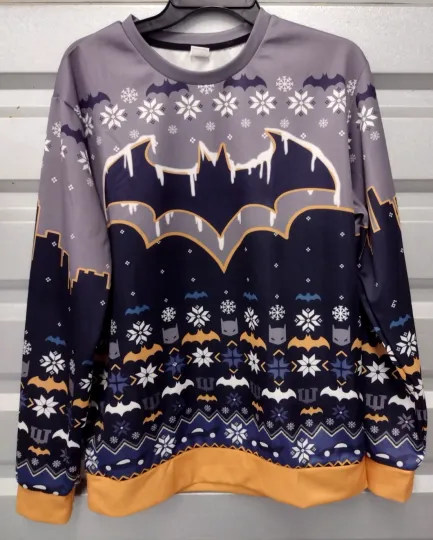Batman Movie Fan Ugly Christmas Premium 3D Pullover Size Medium