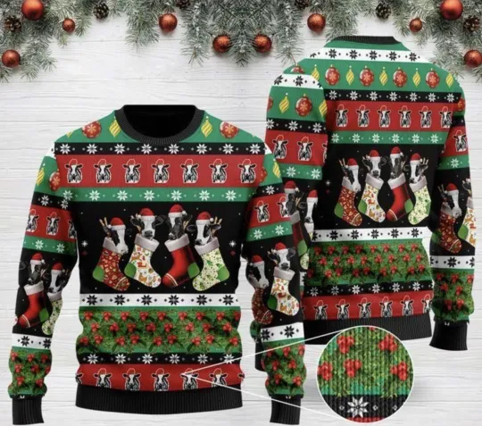 Dairy Cow Ugly Christmas Sweater For Men Women
