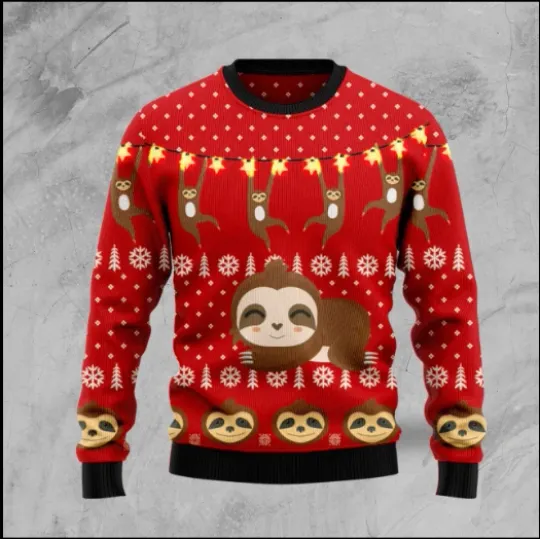 Sloth Lover Ugly Christmas Sweater