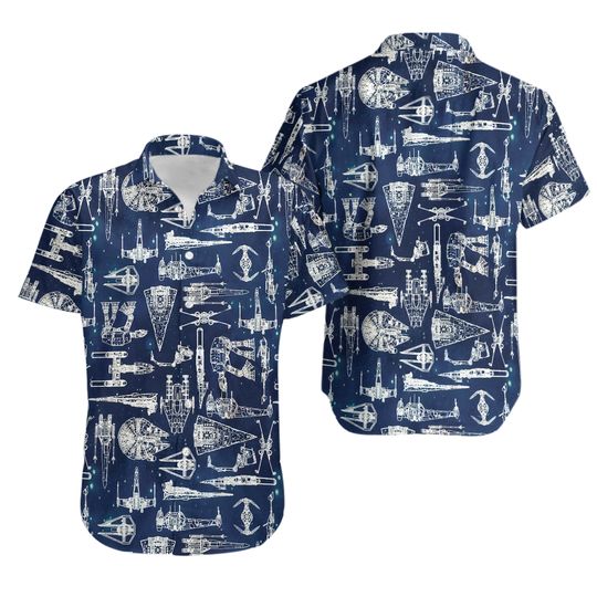 Disney Star Wars Hawaiian Shirt, Spaceship Hawaiian Shirt, Millennium Falcon Hawaiian Shirt, Disney Trip Hawaiian Shirt