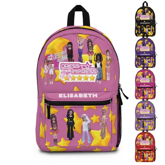 Roblox Backpack Dress to Impress Personalized School Bag with Name & Avatars for Girls and Fans