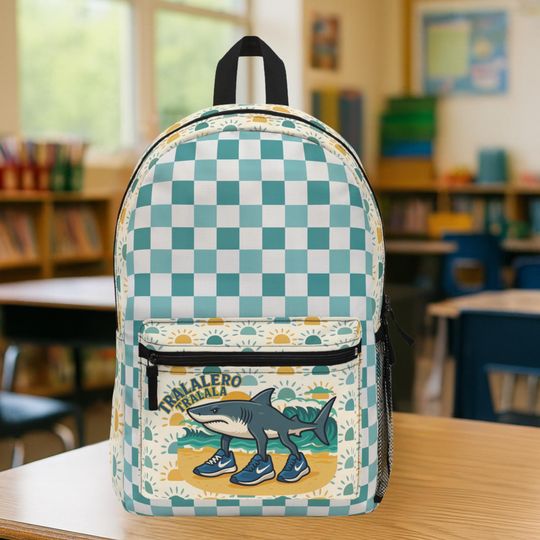 Tralalero Tralala Backpack Shark Brainrot Character Kids School Bag