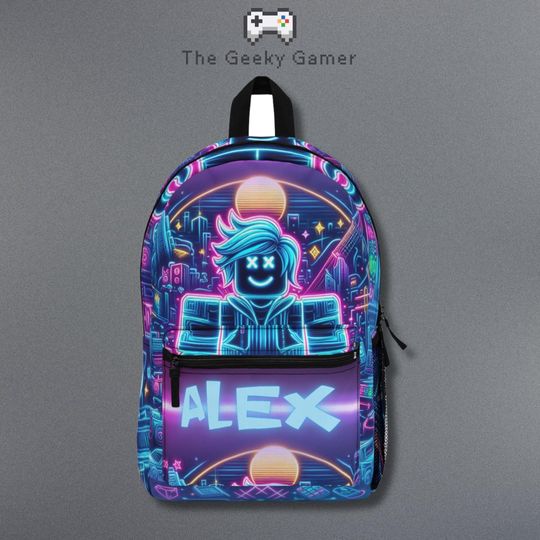Personalized Gamer Backpack with Creeper Design, Video Game Accessory, Geek Gift, Birthday Gift