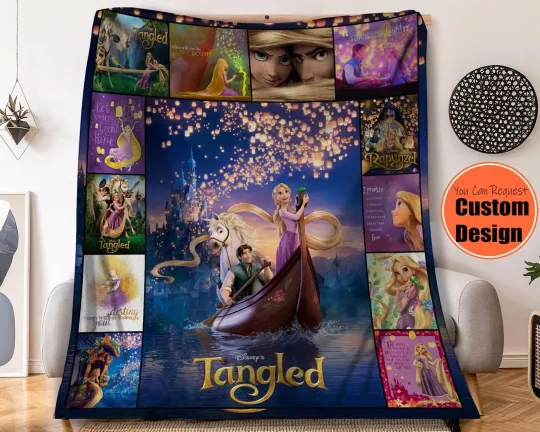 Vintage Rapunzel Tangled Fleece BLANKET MOTHER DAY GIFT