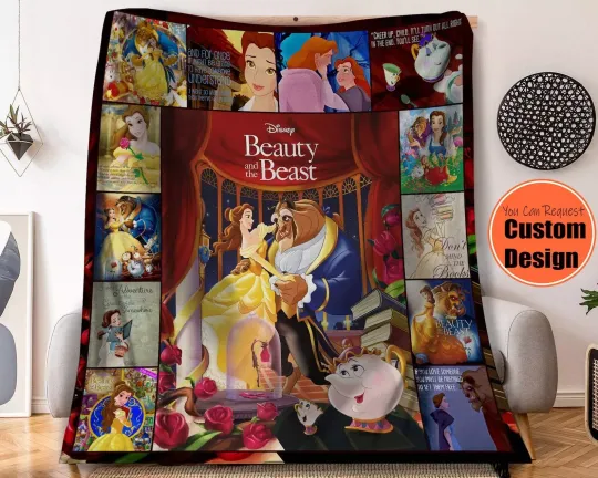 Beauty And The Beast Characters Fleece BLANKET MOTHER DAY GIFT