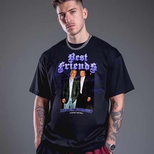 Trump and Jeffrey Epstein Photo T-Shirt | Bootleg Trump Epstein Island Boys Tee | Retro Style Trump Epstein Files Release