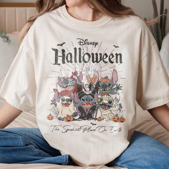 Vintage Disney Stitch Halloween Shirt, Stitch Horror Halloween Shirt, Disney Halloween Shirt, Halloween Family Matching Shirt