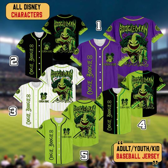 Personalized Oogie Boogie Baseball Jersey, Nightmare Before Christmas Jersey, Disney Halloween Shirt, Disneyland Trip Horror Jersey