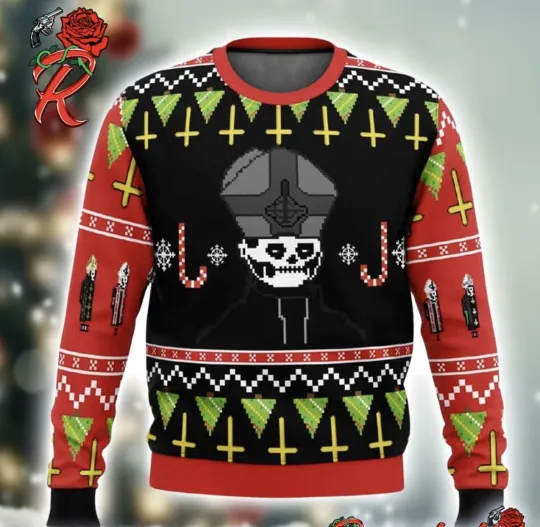 Ghost Band Papa Emeritus Funny Holiday Ugly Christmas Sweater hot, gift fan