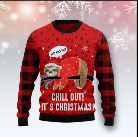Sloth Chill Out Christmas Ugly Christmas Sweater