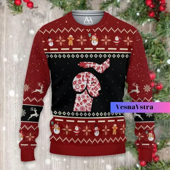 BG Dog Sweater, Dog Ugly Christmas Sweater, Funny Red Christmas 3D Ugly Sweater