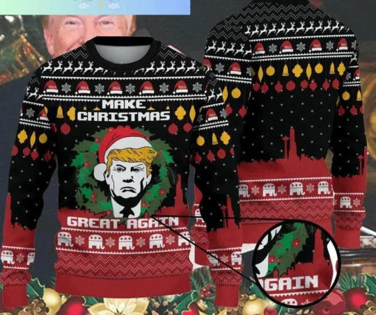 Christmas Trump Sweater- Make Christmas Great Again Ugly Sweater