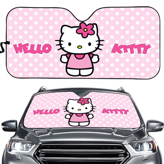 Hello Kitty Car Sun Shade, Hello Kitty Car Windshield Cover, Auto Sun Shade, Custom Car Cover, Car Accessories