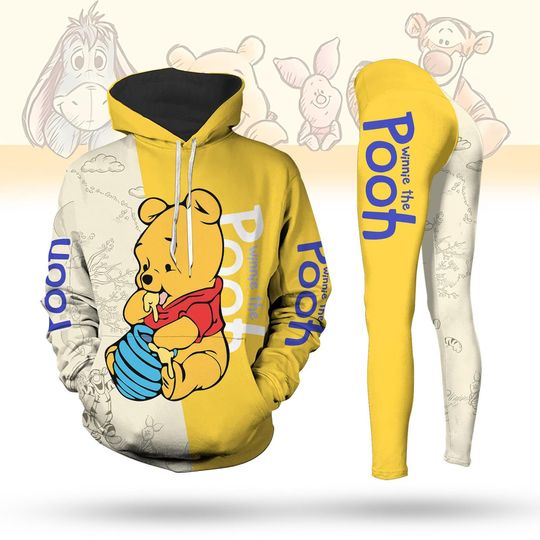 Cute Pooh Bear Hoodie And Leggings, Winnie The Pooh Shirt, Disney Cartoon Clothes, Pooh Lover Gift For Fan, Tigger Piglet Eeyore Outfit
