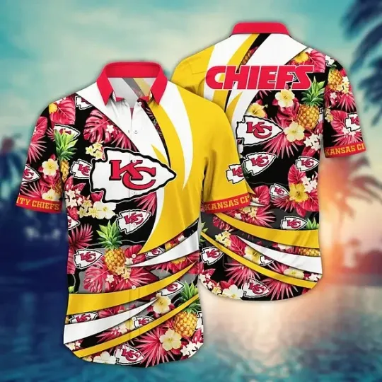 Kansas City Football Team Chiefss Hawaiian Button Down Shirt
