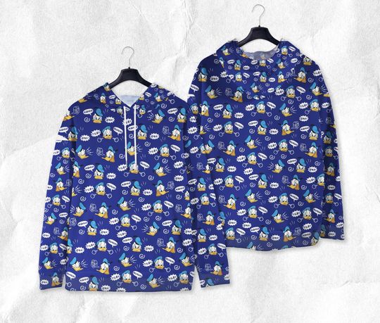Donald Duck Comic Hoodie, Funny Cartoon Pullover, Cute Duck Hoodie Gift for Adults