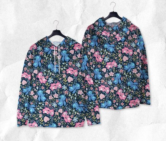 Angel Stitch Hoodie Shirt, Aloha Tropical Summer Hoodie, Stitch Angel Design Shirt