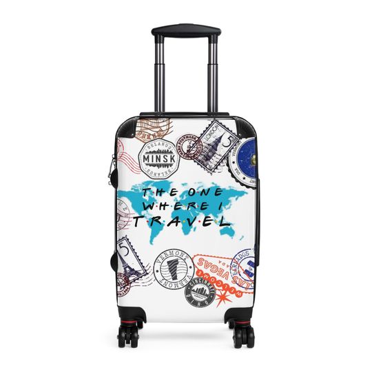 Friends TV Show Suitcase with Featured Locations, Travel Luggage, Wanderlust Gift, Traveler's Bag, Vacation Essential