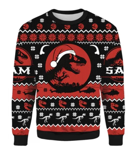 Dinosaur Jurassic Park Ugly Christmas Sweater Xmas Gift For Friends