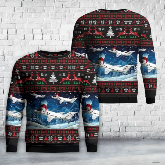 U.S Air Force Raytheon T-1 Jayhawk Ugly Christmas Sweater Lightweight Xmas Gift