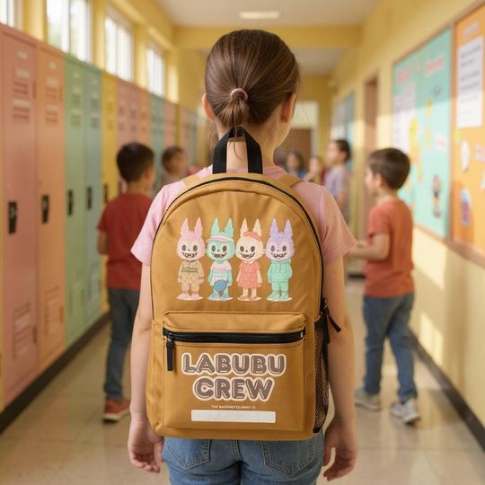 Labubu Crew Backpack for Kids | BTS, Back to School Cute School Bag, Kids Backpack, Birthdays, Unique Gift