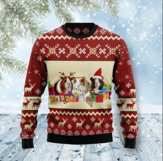 Guinea Pig Snow Merry Christmas Ugly Christmas Sweater
