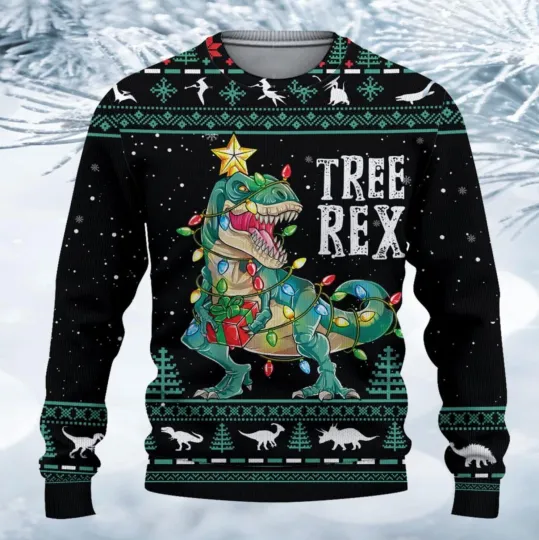 Tree Rex Ugly Christmas Sweater Xmas Gift For Friends And Family
