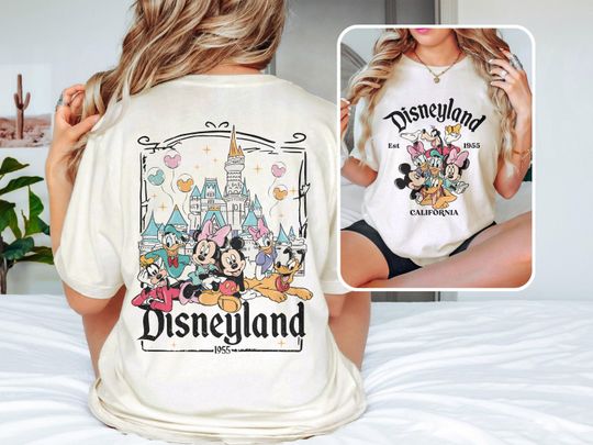 Retro 2-Sided Disneyland California Est 1955 Shirt, Mickey And Friends Vintage Tshirt, Disneyland Family Vacation Trip Shirts, Magic Kingdom