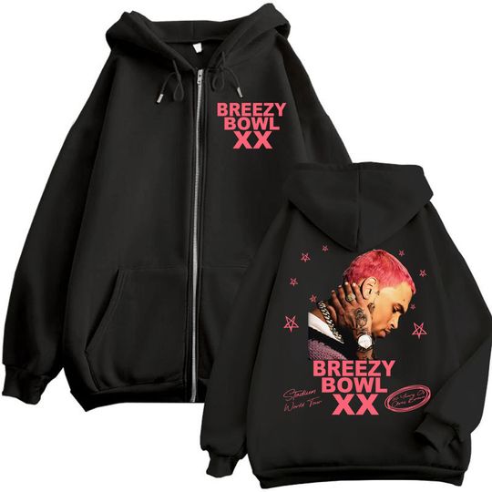 Chris Brown Graphic Zip Hoodie Breezy Bowl XX Tour 2025 Men Women Hooded Sweatshirt