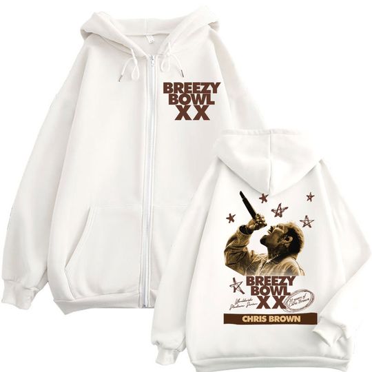 Chris Brown Breezy Bowl XX Tour 2025 Zip Hoodie Men Women Vintage Y2K Hip Hop Pullover