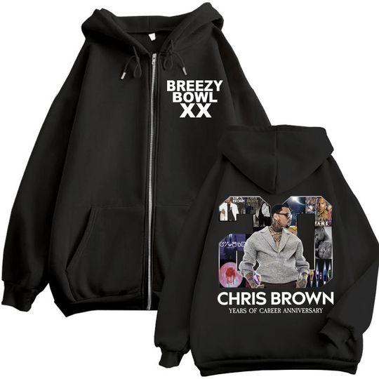Chris Brown Breezy Bowl XX Tour 2025 Hoodie Unisex Zip Up Sweatshirt