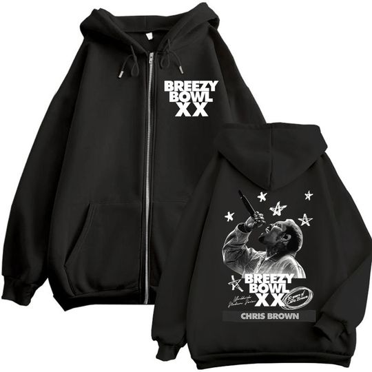 Chris Brown Breezy Bowl XX Tour 2025 Zip Hoodie Men Women Vintage High Quality Sweatshirt