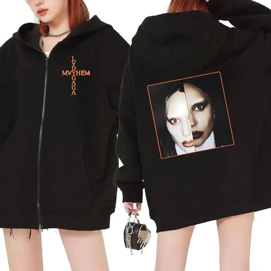 Ld Ga 2025 Album Mayhem Zipper Hoodie Men Women Long Sleeve Unisex Autumn Winter Zip-Up Streetwear Jacket