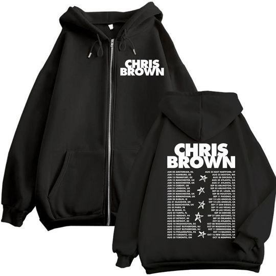 Chris Brown Breezy Bowl XX Tour 2025 Zip Hoodie Men Women Hip Hop Sweatshirt