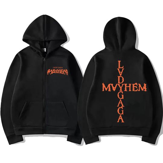 Ld Ga Mayhem New Album Zipper Hoodie 2025 Unisex Oversized Streetwear Vintage Zip-up Jacket