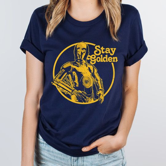 Stay Golden C3PO Shirt, Galaxy's Edge Shirt, Vintage Retro Star Wars Shirt, Droids Shirt, Hollywood Studios Shirt, Distressed Star Wars