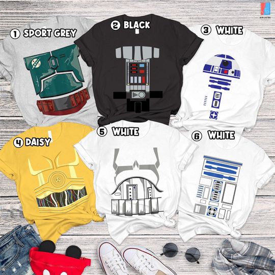 Starwars Halloween Costume Shirt | R2D2 Stormtrooper Halloween | Darth Vader Boba Fett C-3PO Costume Shirt | Anakin Skywalker Cosplay Shirt