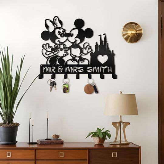Personalized Disney Mickey And Minnie Metal Key Holders, Modern Key Holder For Wall, Key Rack, Key Hooks For Wall, Wall Mounted Key Hanger
