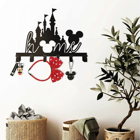 Disney Home Key Hooks - Mickey Head Key Hangers - Modern Disney Castle Key Hook - Disney Home Dcor - Kids Room Entrance Dcor - Disney Gift