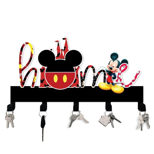 Mickey Mouse "Home" Metal Key Holder  Whimsical Wall Organizer for Disney Fans