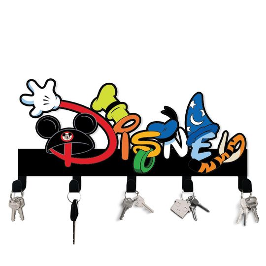Disney-Themed Metal Key Holder  Whimsical Wall Organizer with Iconic Character Elements