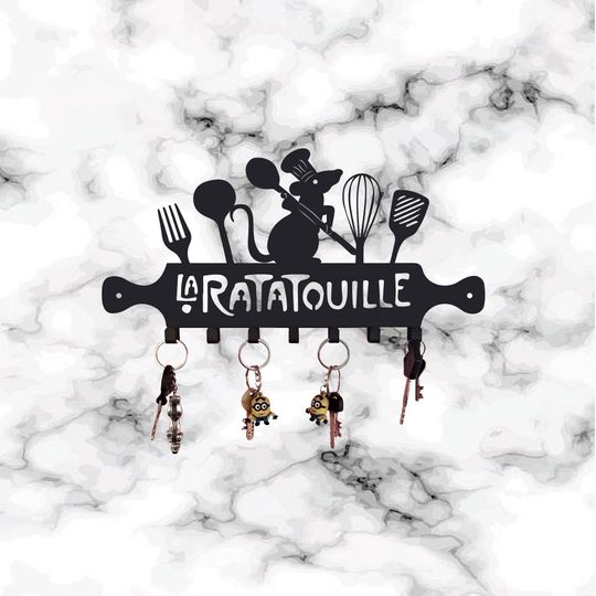 Metal La Ratatouille Key Holder, Towels hanger, Metal kitchen hook, Gift idea, Little Chef, Gusteau, oven mitt hanger, Metal Kitchen hanger