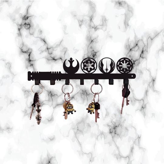 Star Wars Key Holder - Mandalorian, Jedi Order Key Hanger -The Force Of The Galaxy Key Holder - Disney Star Wars Hanger-The Dark Side Sign