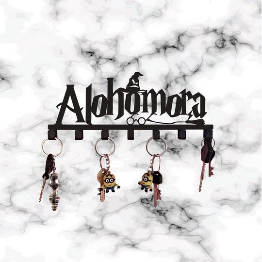 Metal Alohomora Key hook | Alohomora Key Holder | Alohomora Metal Sign | Disney Key Holder | Entryway Key Cabinet | Metal Alohomora Key Sign