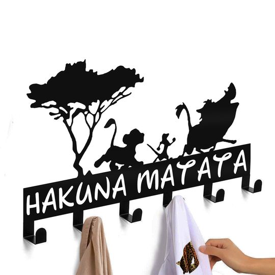 Hakuna Matata Metal Key Holder, Lion King Wall Hanging, Disney Door Decor, Bathroom Door Hanger, Home Key Rack, Kids Room Gift