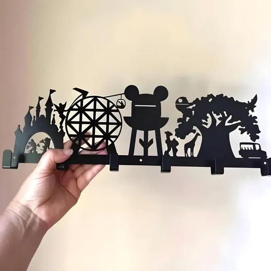 Welcome Disney Parks Metal Key Hanger - Disney World Key Hook Rack - Disney Home Decor - Room Entrance Decorative