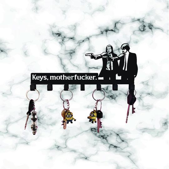 Keys Motherf*cker Metal Key Holder | Pulp Fiction Inspired Sign | Metal Hook Key Organizer