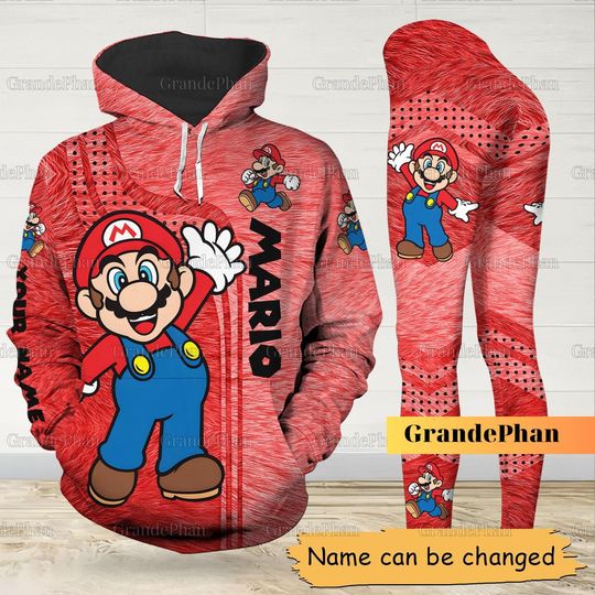 Super Mario Hoodie, Personalized Mario Tshirt, Nintendo Hoodie, Mario Birthday Gift, Super Mario T Shirt, Womens Leggings