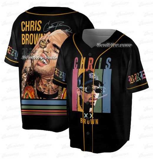 Chris Brown Breezy Bowl Vintage Baseball Jersey, Look Oversized Boxy Hip Hop Big Face Jersey